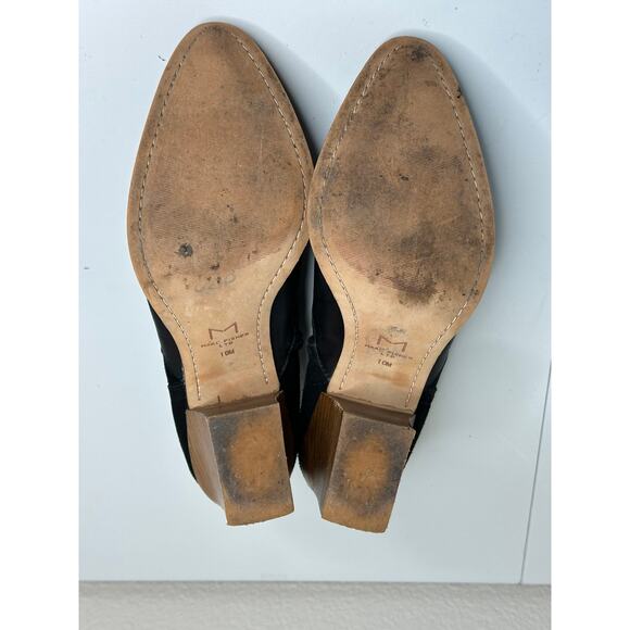 Marc Fisher Black Suede & Leather Ankle Boots 3" Block Heel Winter Stylish 10 - Picture 7 of 9